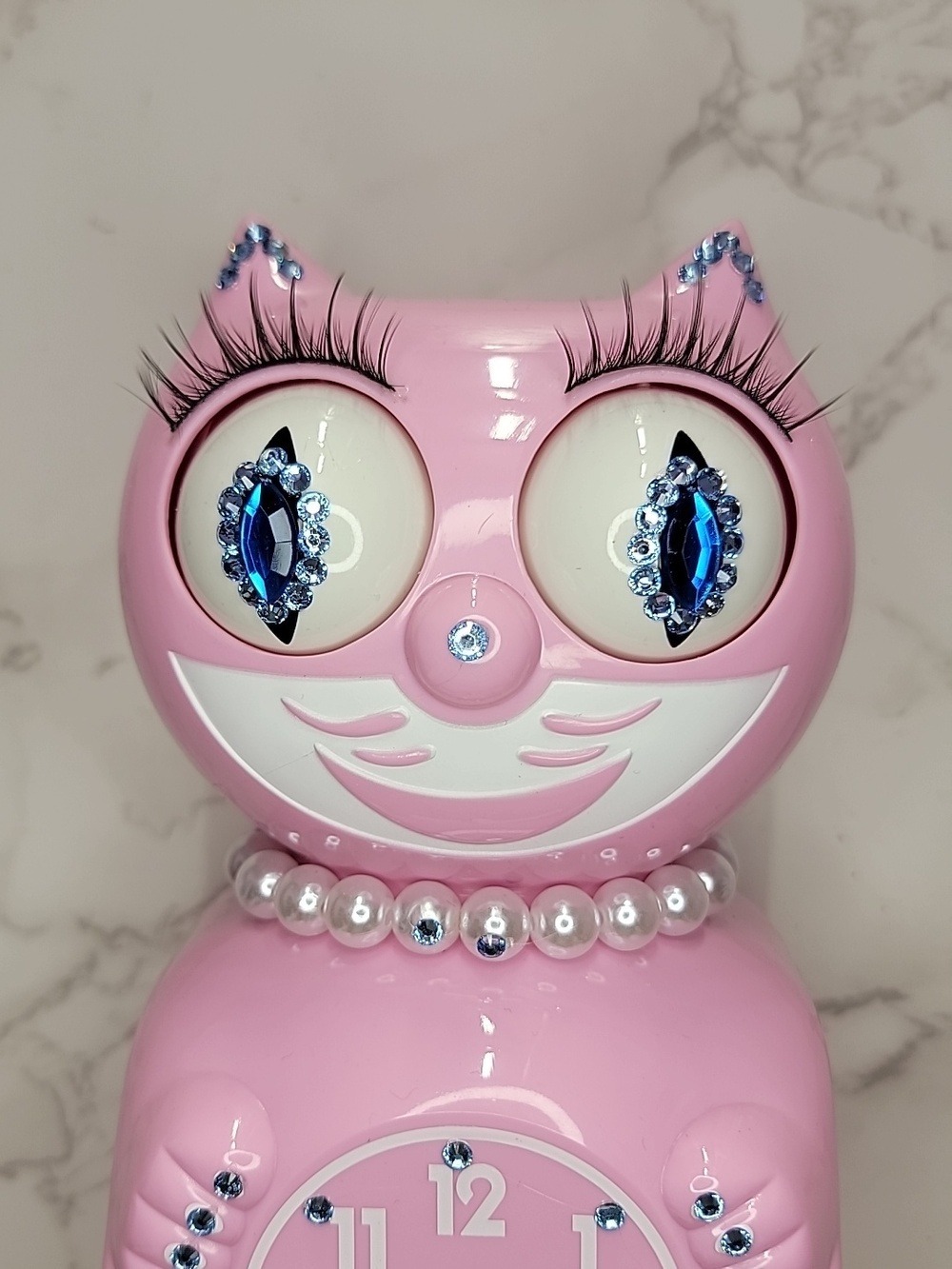 Jeweled Pink Satin Lady Kit-Cat Klock clock SUPER RARE